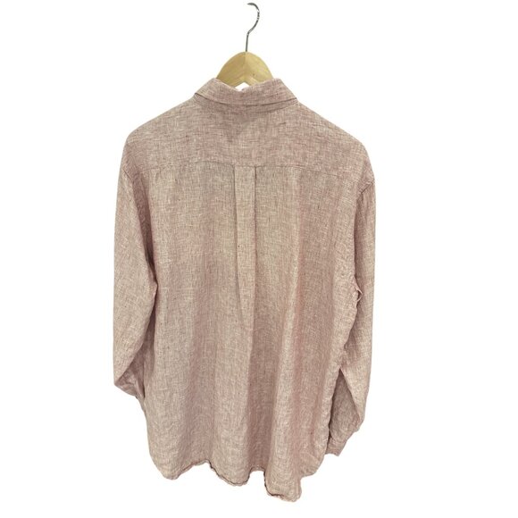 Fabindia Mens Red Linen Button-Up Long-Sleeve Shirt Size 40 - Picture 2 of 6